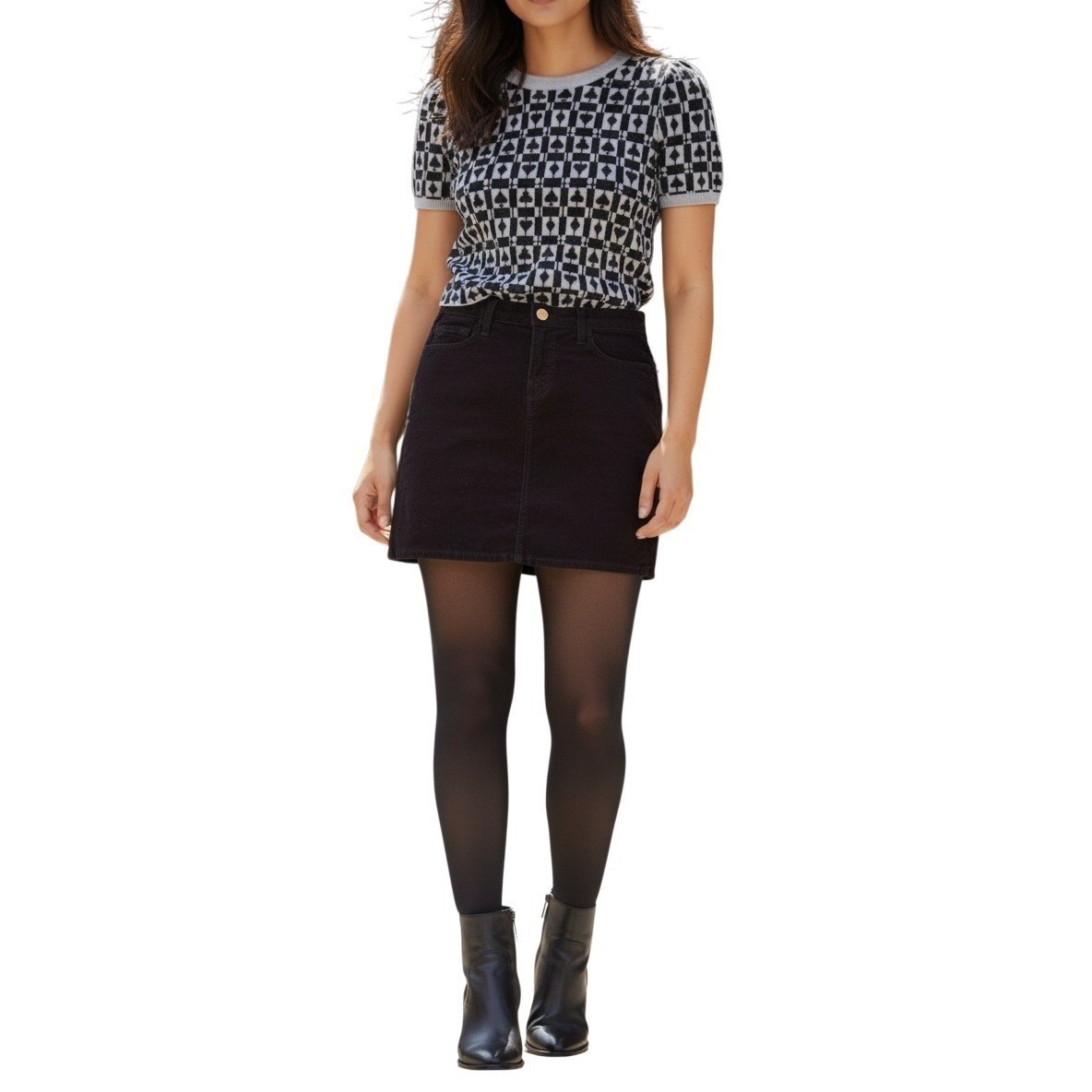 J Brand Gwynne Black Corduroy Mini Skirt 26 S 15 L Preppy Dark Academia Coquette